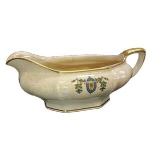 Antique Globe China Replacement Gravy Bowl Blue & Yellow Floral Medallions